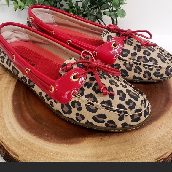 Sperry Shoes - Sperry top sider leopard print with red shoe 7